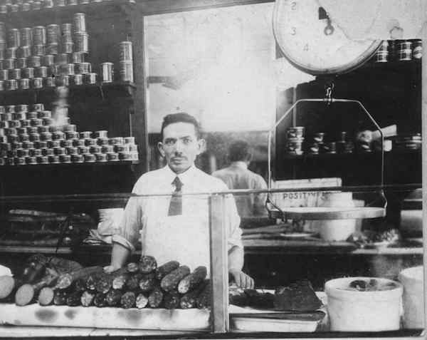 Morris Wepner and his deli in East Harlem, 1920