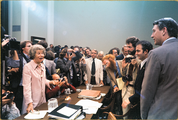 McGrory at Watergate Hearings: Mary McGrory Papers/Library of Congress