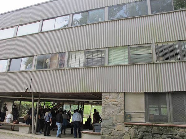 A photograph of the Studies Building at Black Mountain College on a 2014 tour.