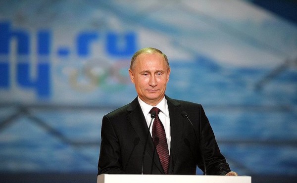 Vladimir Putin attends the celebration marking the one-year countdown to the Sochi 2014 Winter Olympics.