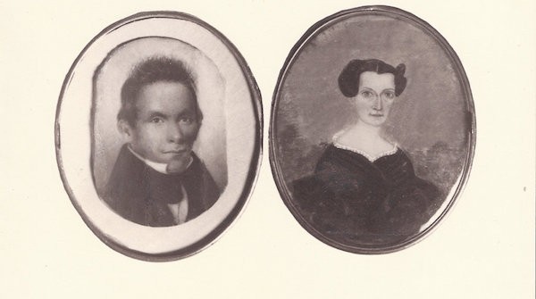 Locket images of Elias Boudinot and Harriett Gold, circa 1826.