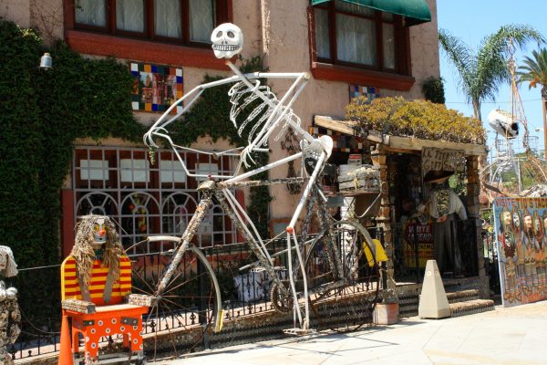 Tio's Tacos Skeleton on Bike and Clown Chair.