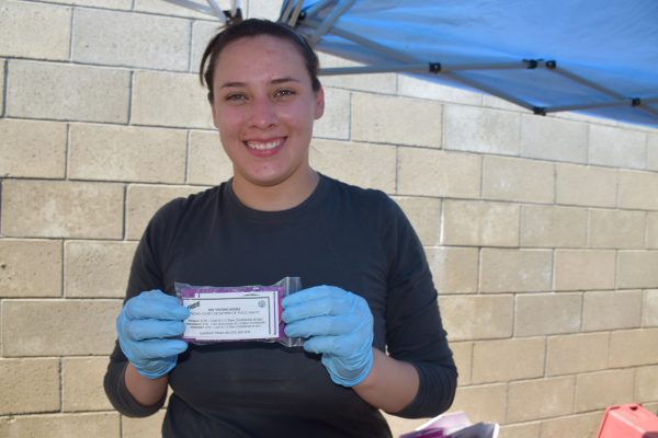 Catalina Bautista is an employee at the Fresno County Department of Public Health. She started volunteering after she helped a reporter get in touch with the exchange and read the article. The packets of condoms contain information about HIV, HEPC, and syphilis testing as well as a suicide hotline number. 
