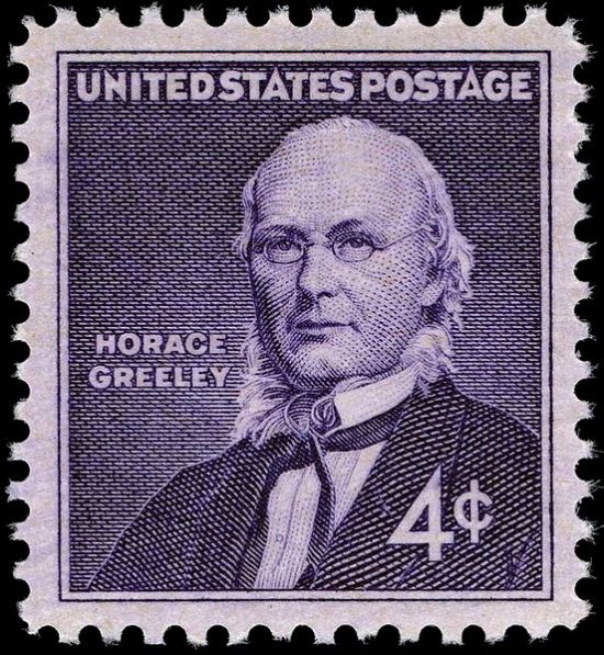 Horace Greeley honored on a 1961 U.S. postage stamp.