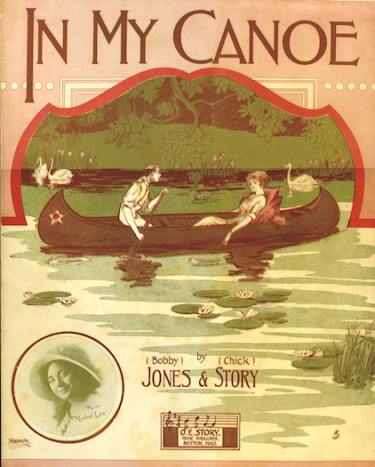 Cover from sheet music for "In My Canoe." 