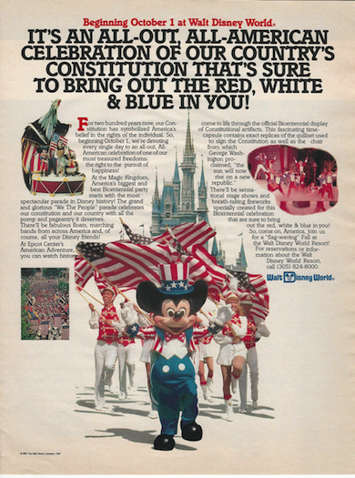Promotional poster from Life Magazine for Disney World’s 1987 celebration of the bicentennial of the U.S. Constitution.