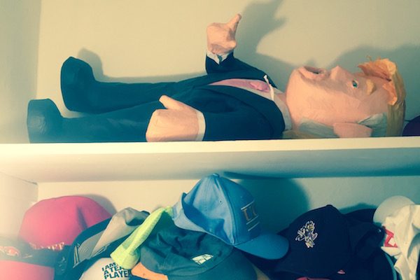 Joe Mathews’ Donald Trump piñata, stored in his closet. Courtesy of Joe Mathews.
