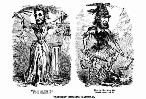 Thomas Nast’s cartoon, published in the New York Illustrated News, March 23, 1861, captured how different audiences received Lincoln’s address. Courtesy of the Smithsonian.
