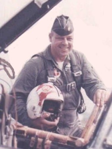 The author’s father near the cockpit of his F4. During the Cuban Missile Crisis, he flew an F102. Courtesy of Karen Bjorneby.