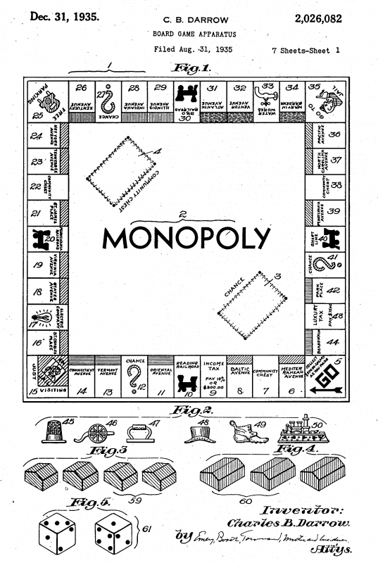 Rendition of Darrow’s version of Monopoly. Image courtesy of Tom Forsyth.