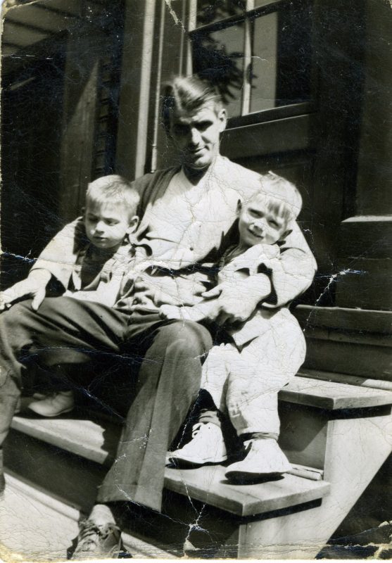 The author’s father, John, and two older brothers, Regis and Jerry, in 1945. John worked as a first helper on open hearth steel furnaces at Jones & Laughlin Steel Company Pittsburgh Works starting in 1937. Photo courtesy of Ken Kobus. 