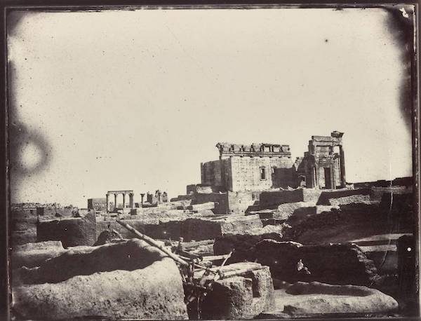 View of the interior courtyard of the Temple of Bel showing the mudbrick homes in the foreground. Albumen print by Louis Vignes, 1864/Courtesy of the Getty Research Institute.