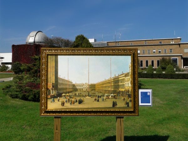 A reproduction of Caneletto’s The Piazza San Marco, a painting at the Detroit Institute of Arts, outside near the Cranbrook Institute of Science. Photo courtesy of Maia C./Flickr.