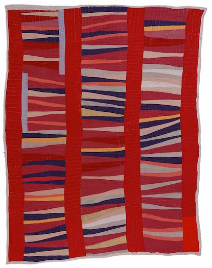 Jessie T. Pettway, Bars and string-pieced column; 1950s; Cotton; 95 x 76 in.; Collection of the Fine Arts Museums of San Francisco. Photo by Stephen Pitkin/Pitkin Studio. Courtesy of the Souls Grown Deep Foundation from the William S. Arnett Collection.