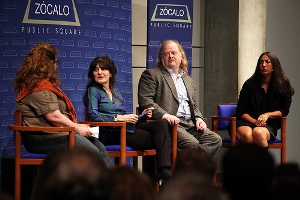Evan Kleiman, Ruth Reichl, Jonathan Gold, and Laurie Ochoa at A Celebration of Gourmet Magazine