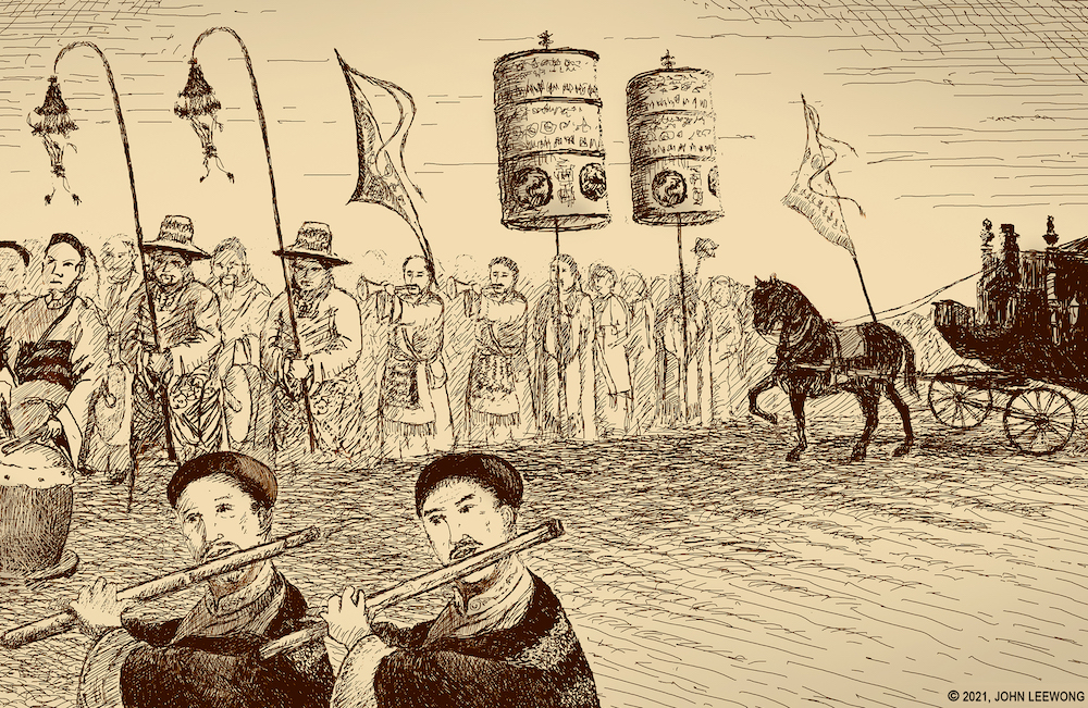 illustration of a funeral procession