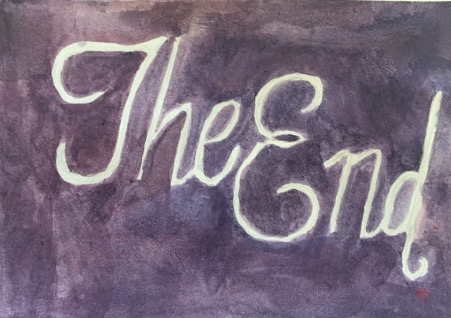 Black background with large white cursive letters: "The End."